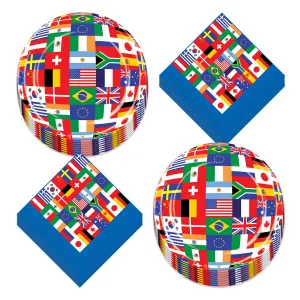 Flags of the World -Olympics Party International Flag Paper Plates and Napkins (Serves 16)