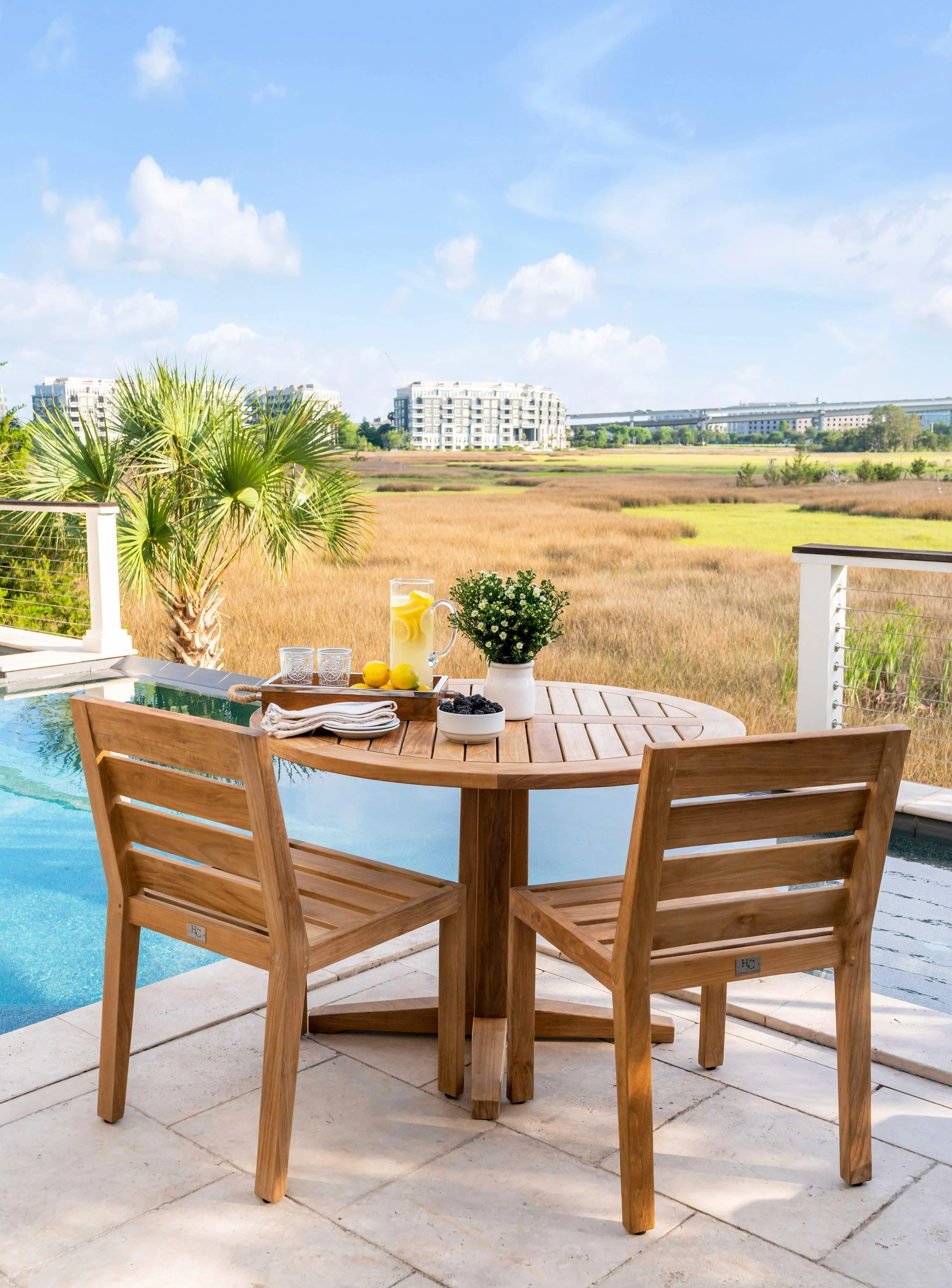 Freeport Pedestal 5-Piece All-Teak Dining Set