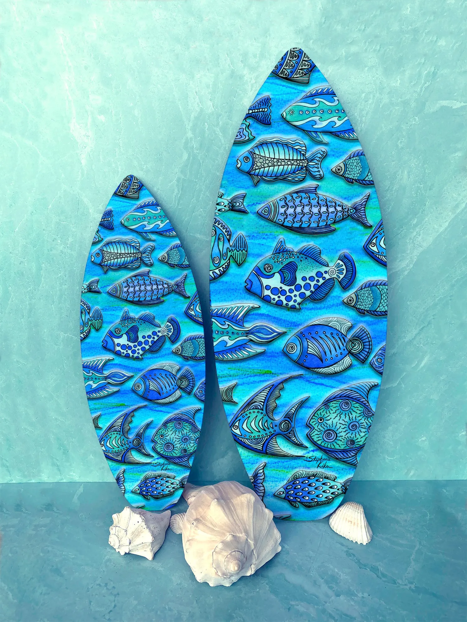 Funky Fish Surfboard Wall Art