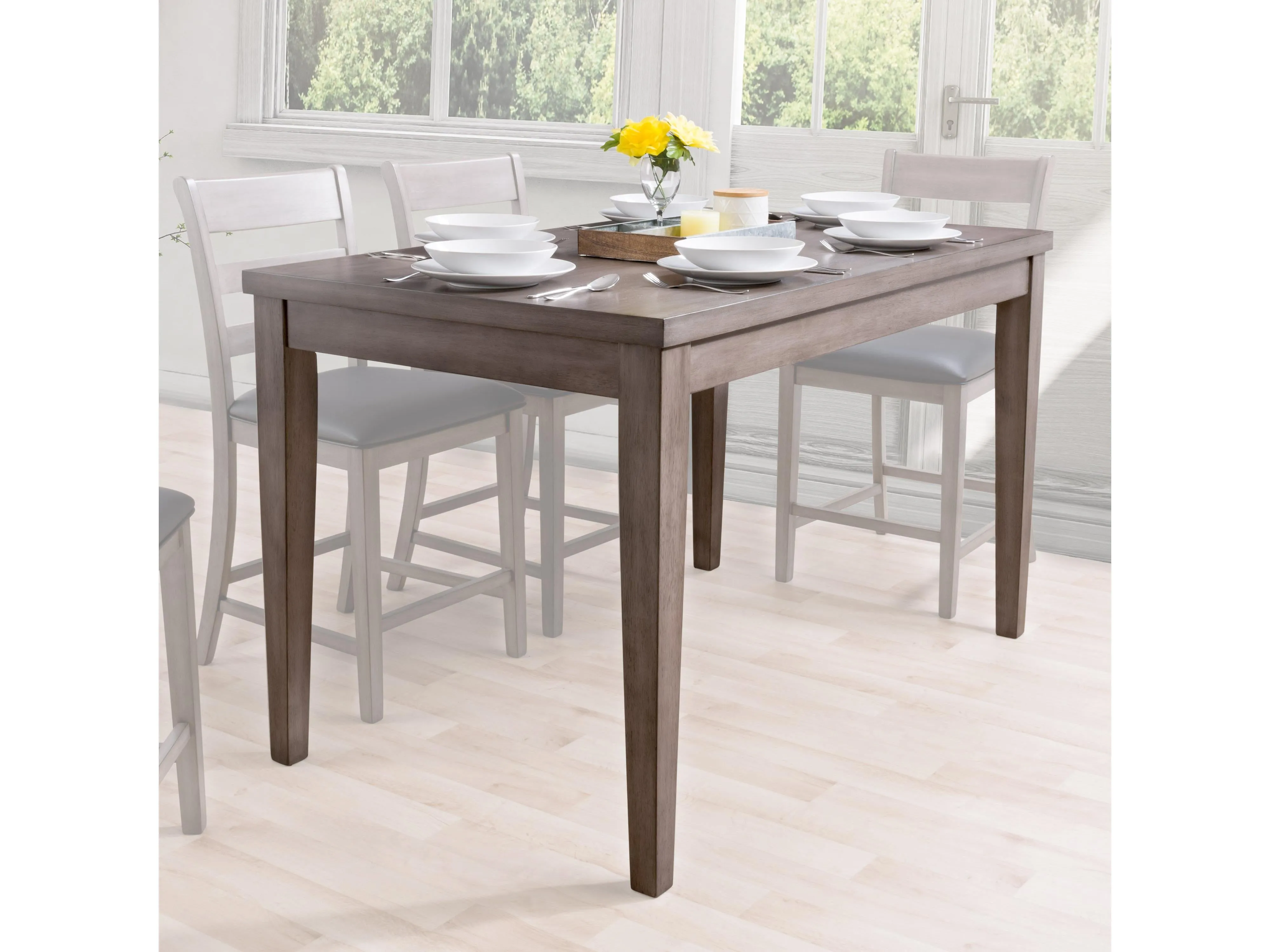 Grey Wood Dining Table, Counter Height