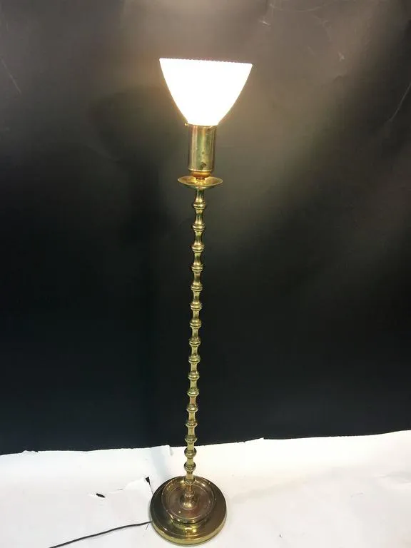 Hollywood Regency Brass Lamp with Brass Drum Shade