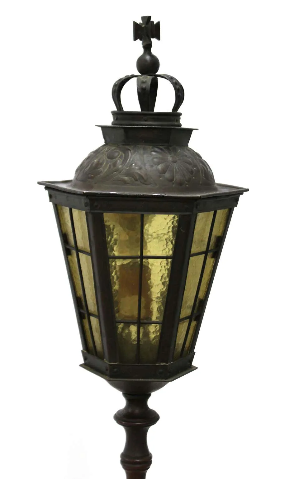 Italian Renaissance Revival Lantern Floor Lamp in Cast Bronze and Repousse Brass