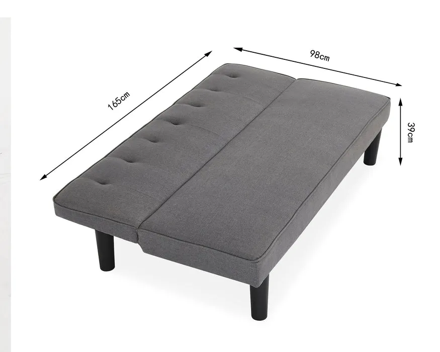 Kenton 3 Seater Clic Clac Sofa Bed - Charcoal Grey Tufted Back