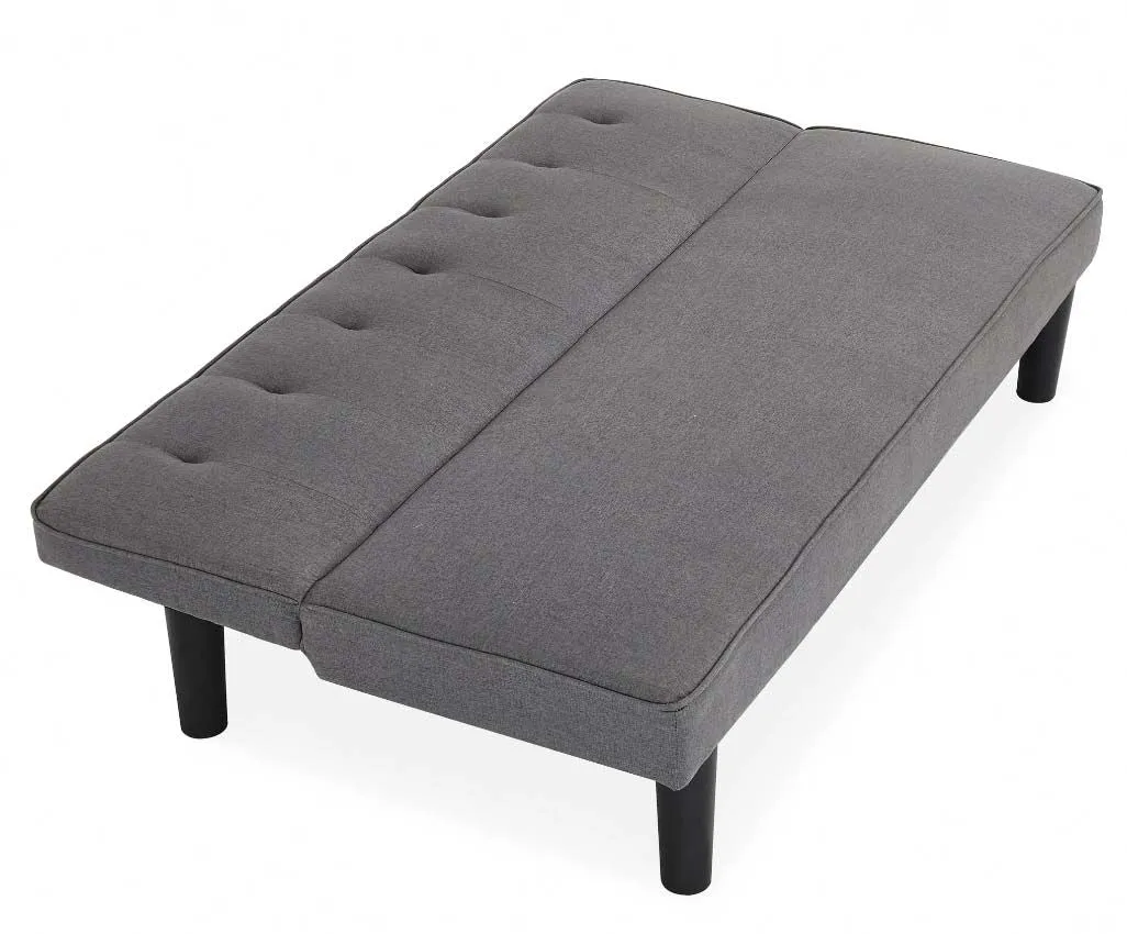 Kenton 3 Seater Clic Clac Sofa Bed - Charcoal Grey Tufted Back