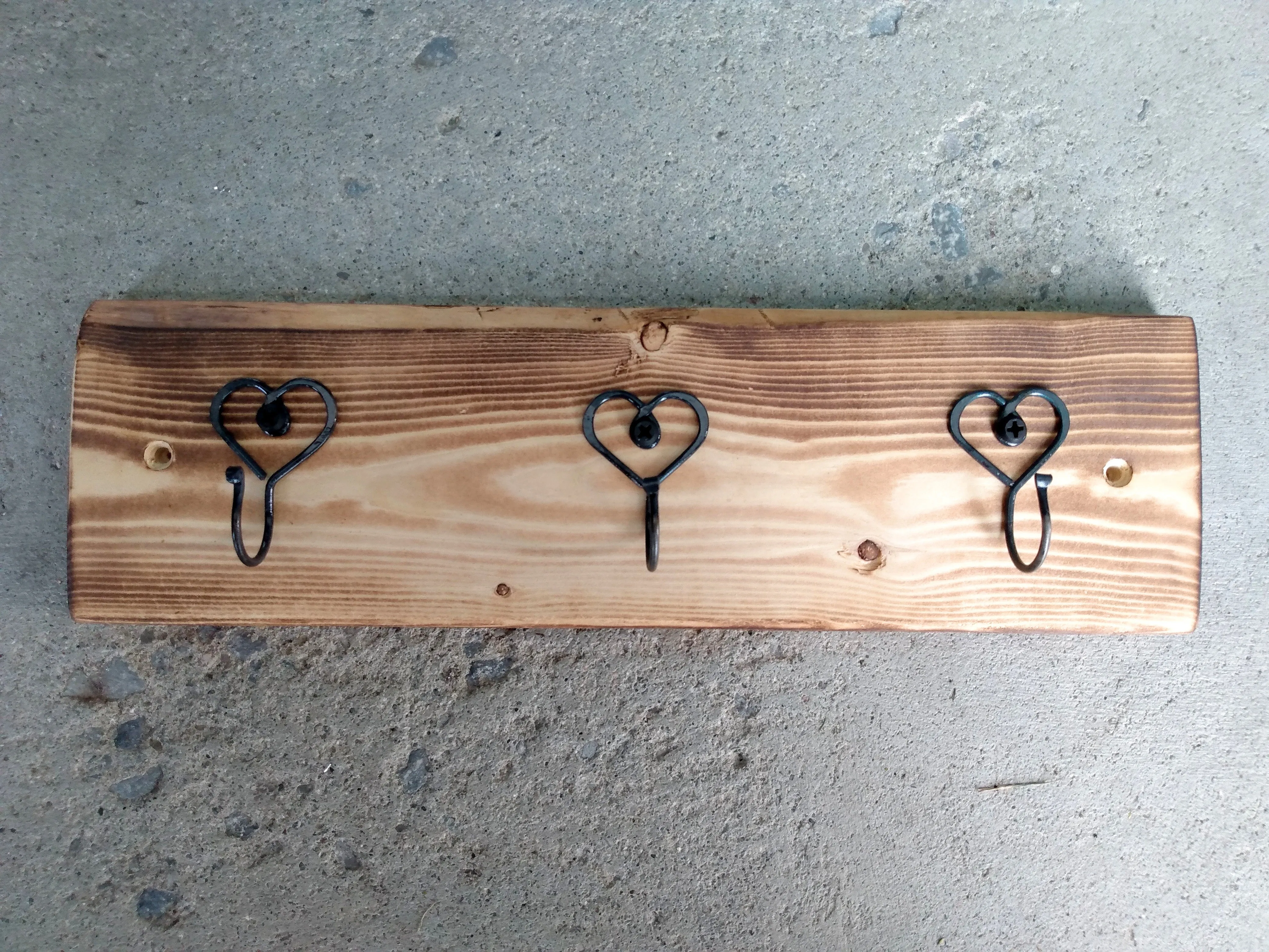 Key Hook Board - Burned Wood