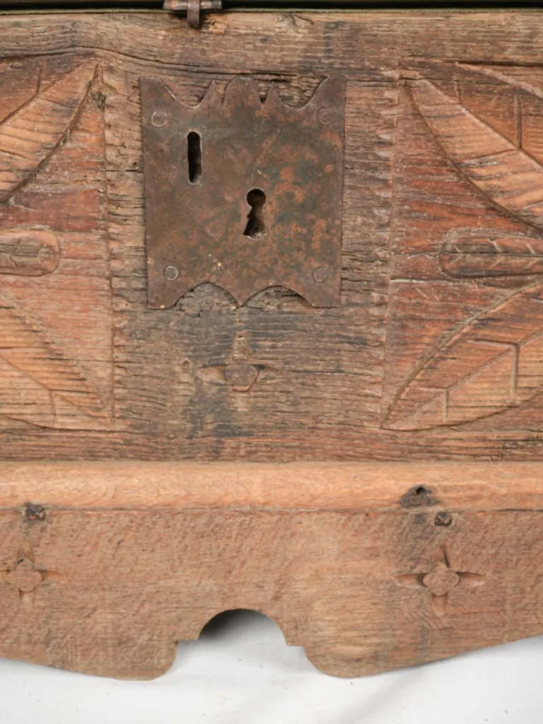 Late 18th-Century Hand-Carved Wooden Chest - 38¼" x 15¾"