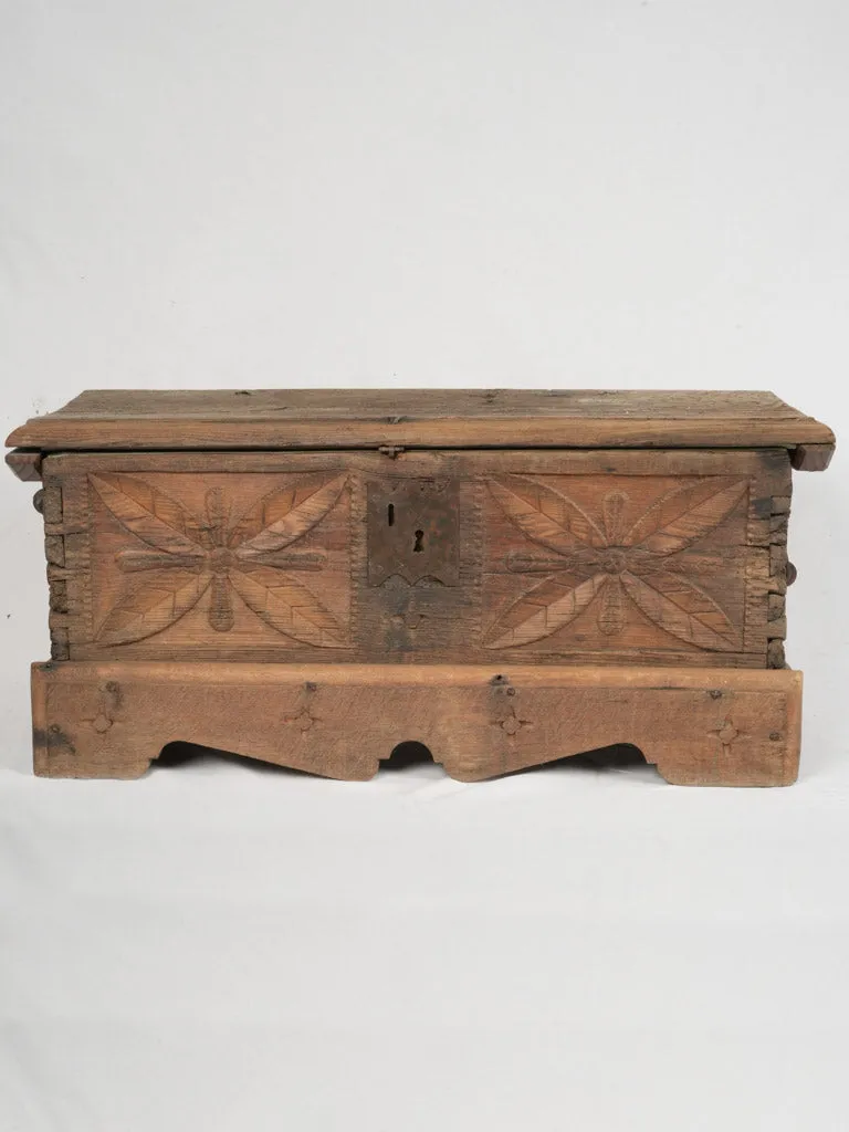 Late 18th-Century Hand-Carved Wooden Chest - 38¼" x 15¾"