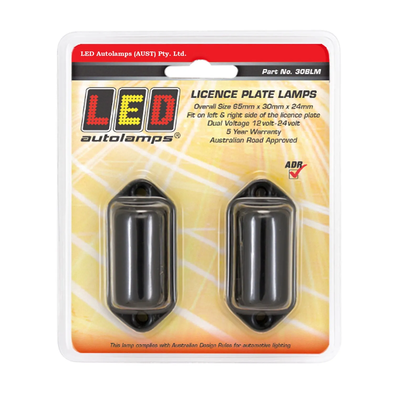 LED Autolamps 30BLM LED Licence Plate Lamp with Black Steel Bezel