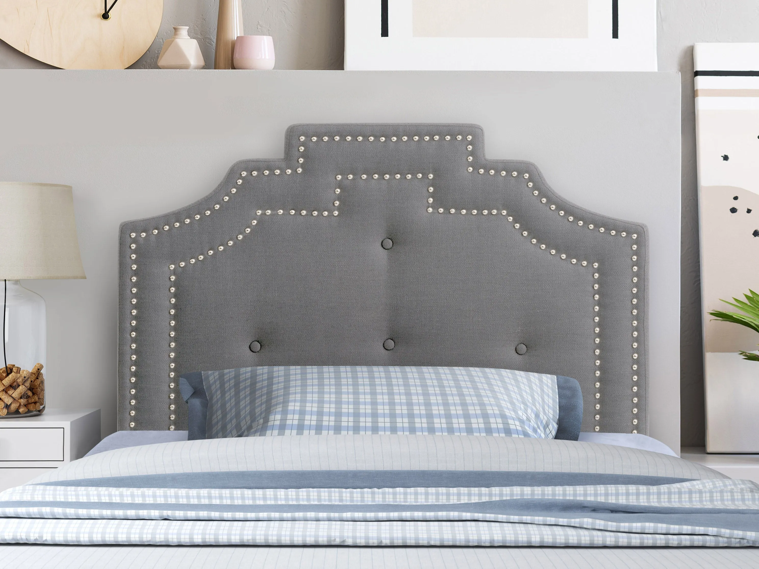 Light Grey Padded Twin/Single Headboard