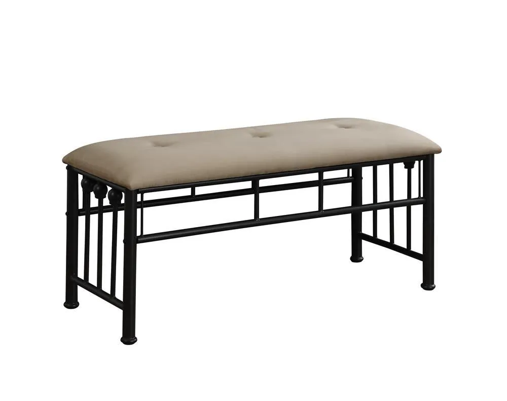 Livingston Upholstered Bench Brown and Dark Bronze