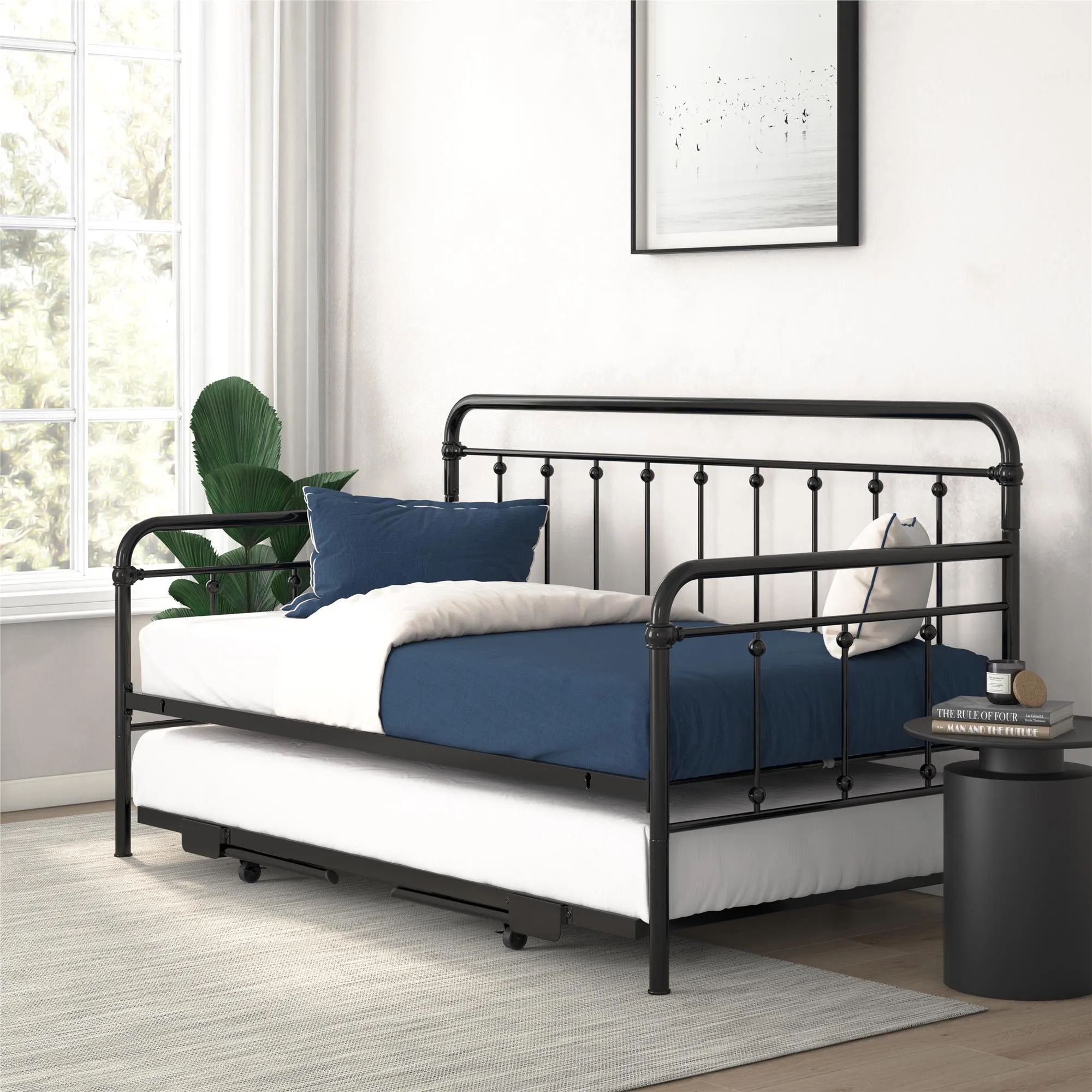 Locky Metal Daybed with Pop Up Trundle Bed