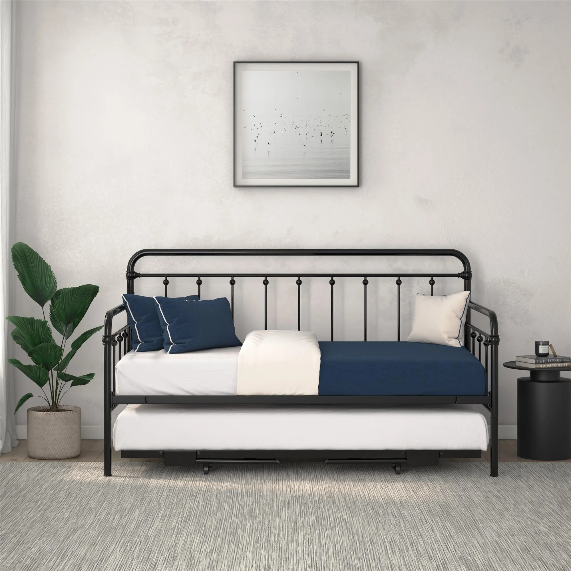 Locky Metal Daybed with Pop Up Trundle Bed