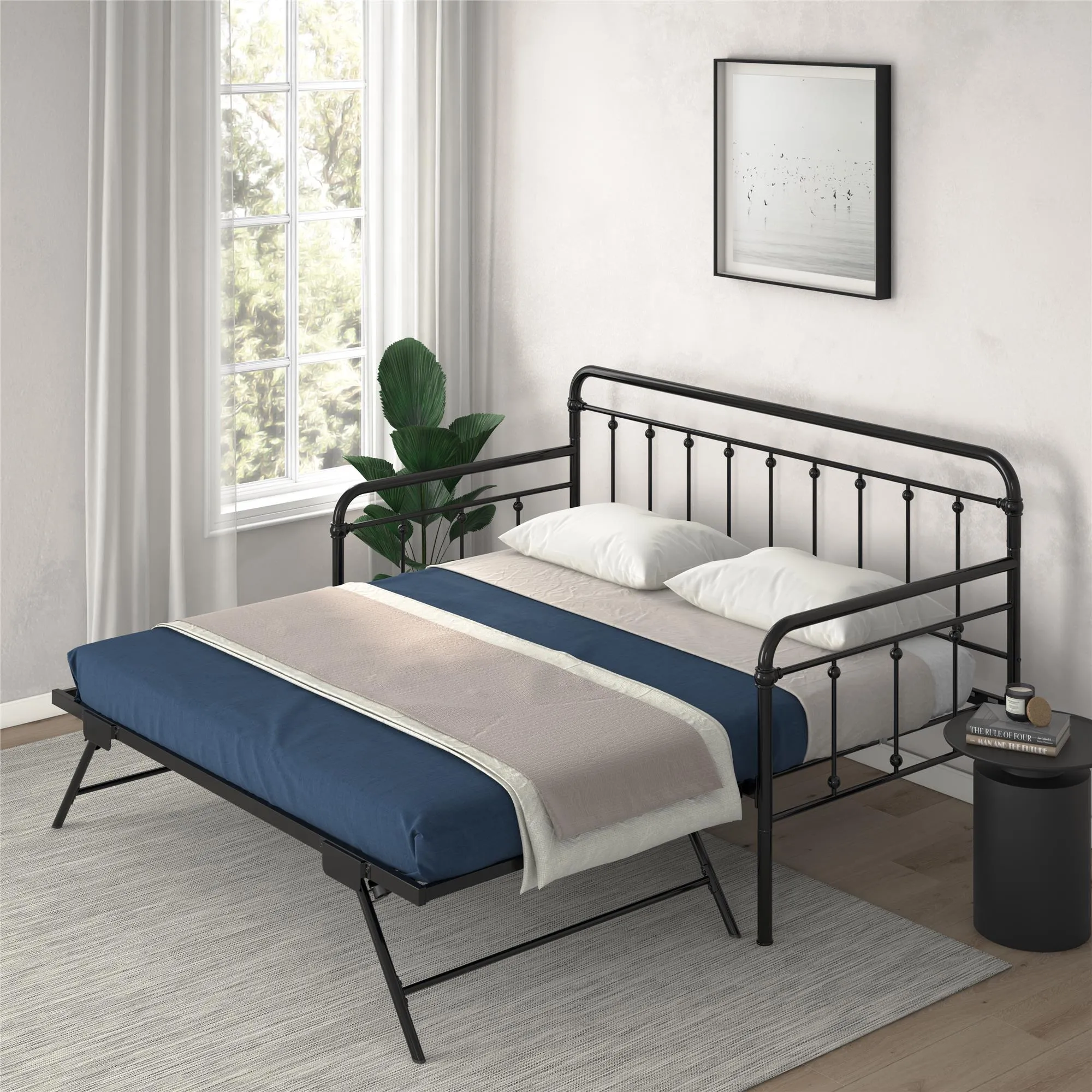 Locky Metal Daybed with Pop Up Trundle Bed