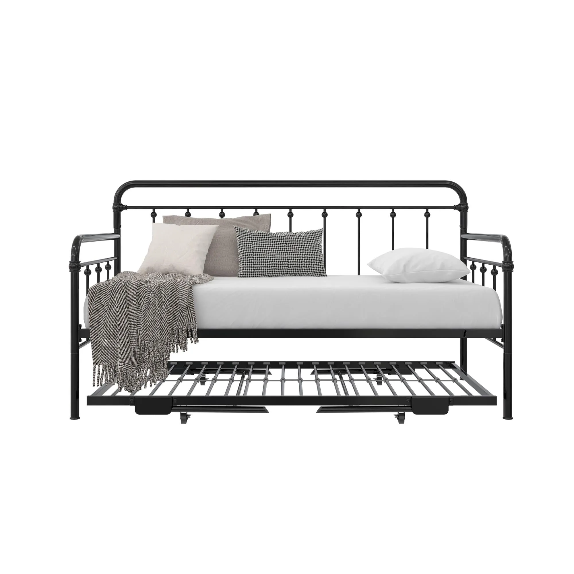 Locky Metal Daybed with Pop Up Trundle Bed