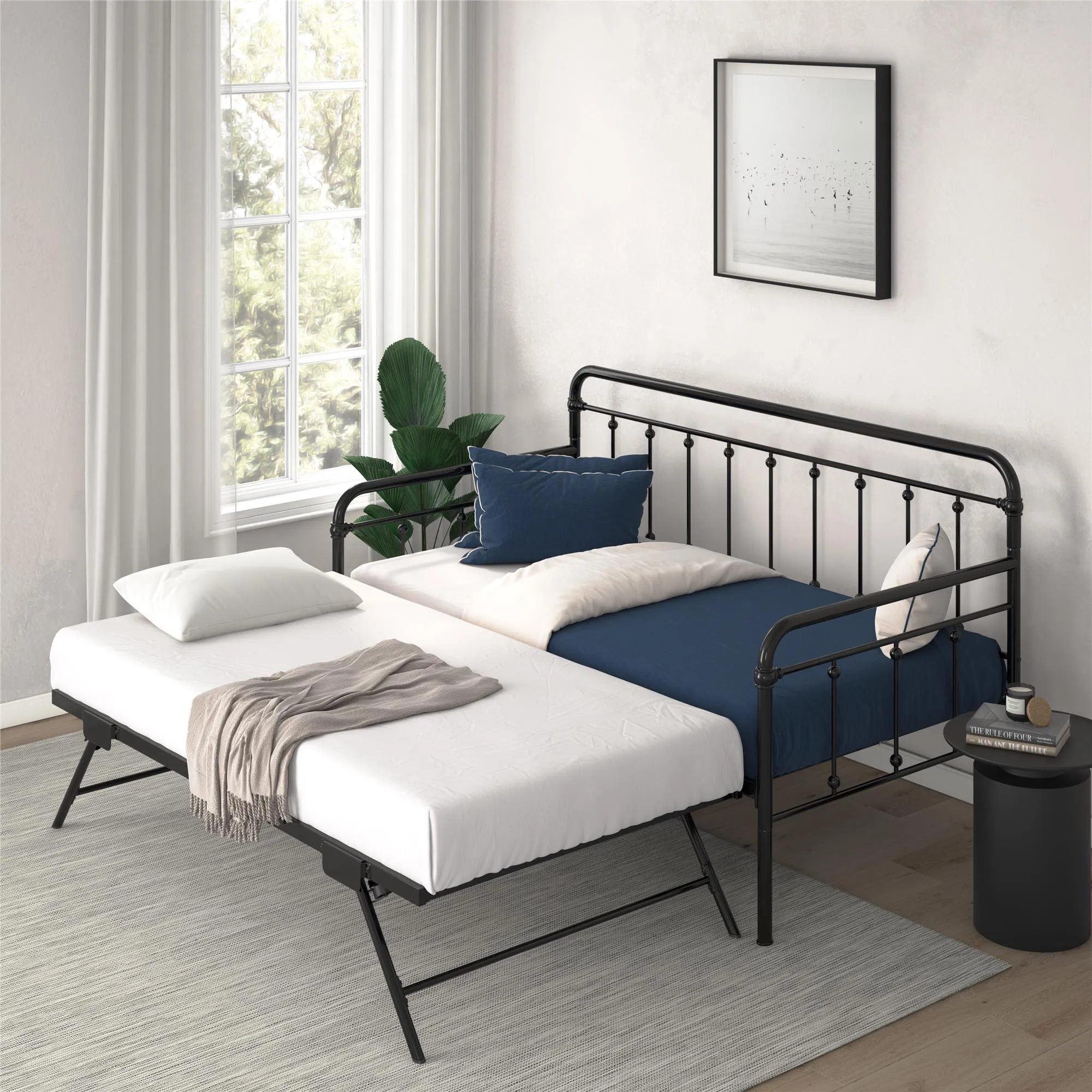 Locky Metal Daybed with Pop Up Trundle Bed