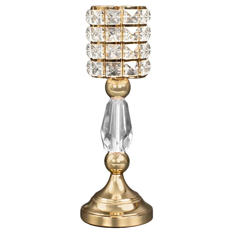 Luxe Crystal Candle Holder 13"H - Gold