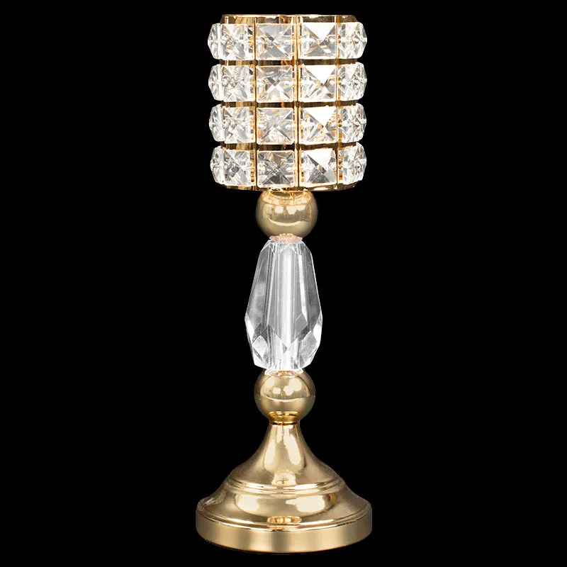 Luxe Crystal Candle Holder 13"H - Gold