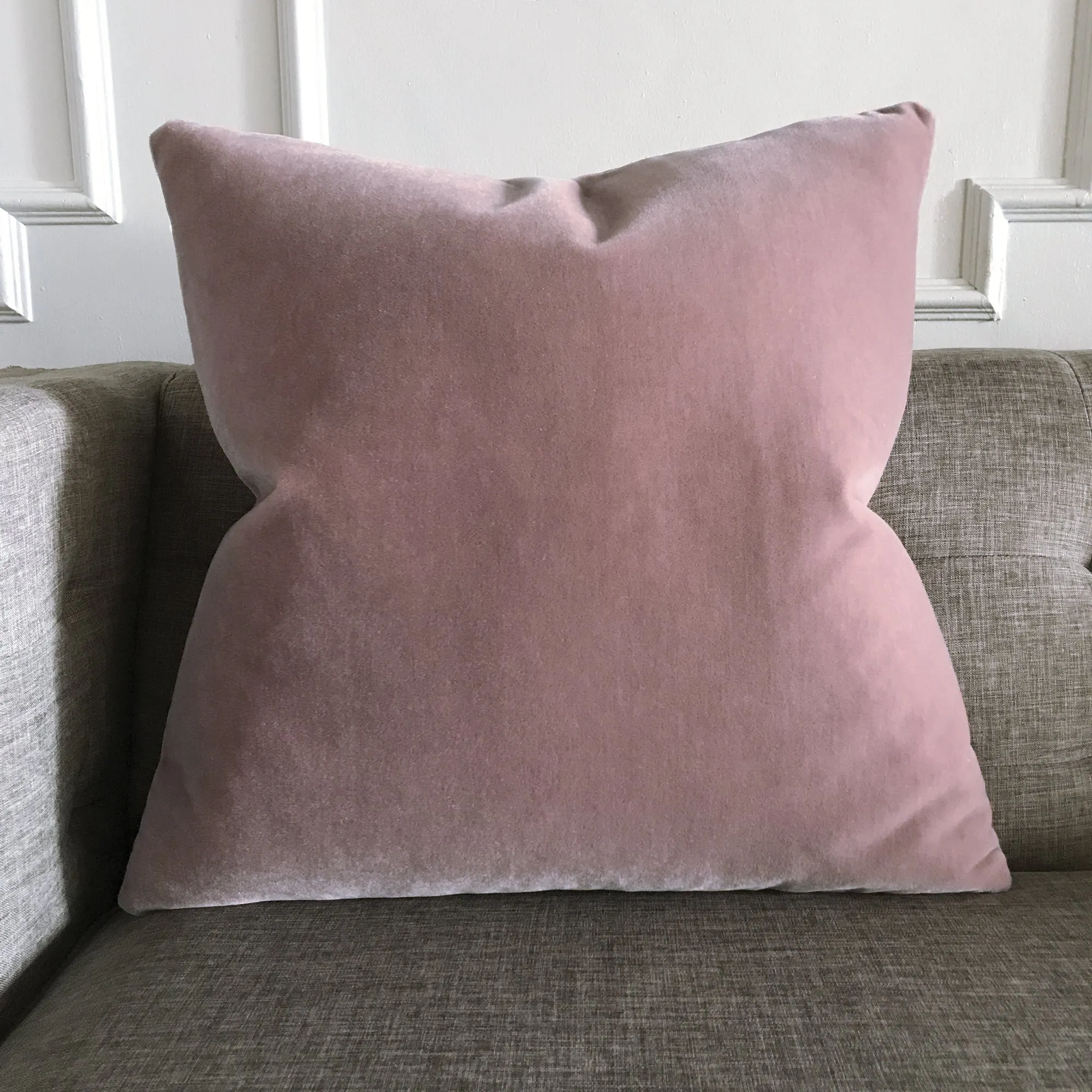 Luxury Mohair Decorative Pillow Cover in Minstrel Rose