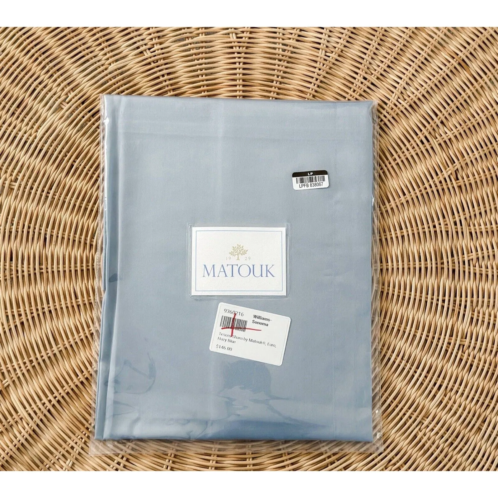 Matouk x Williams Sonoma Tesoro Euro Sham-Hazy Blue