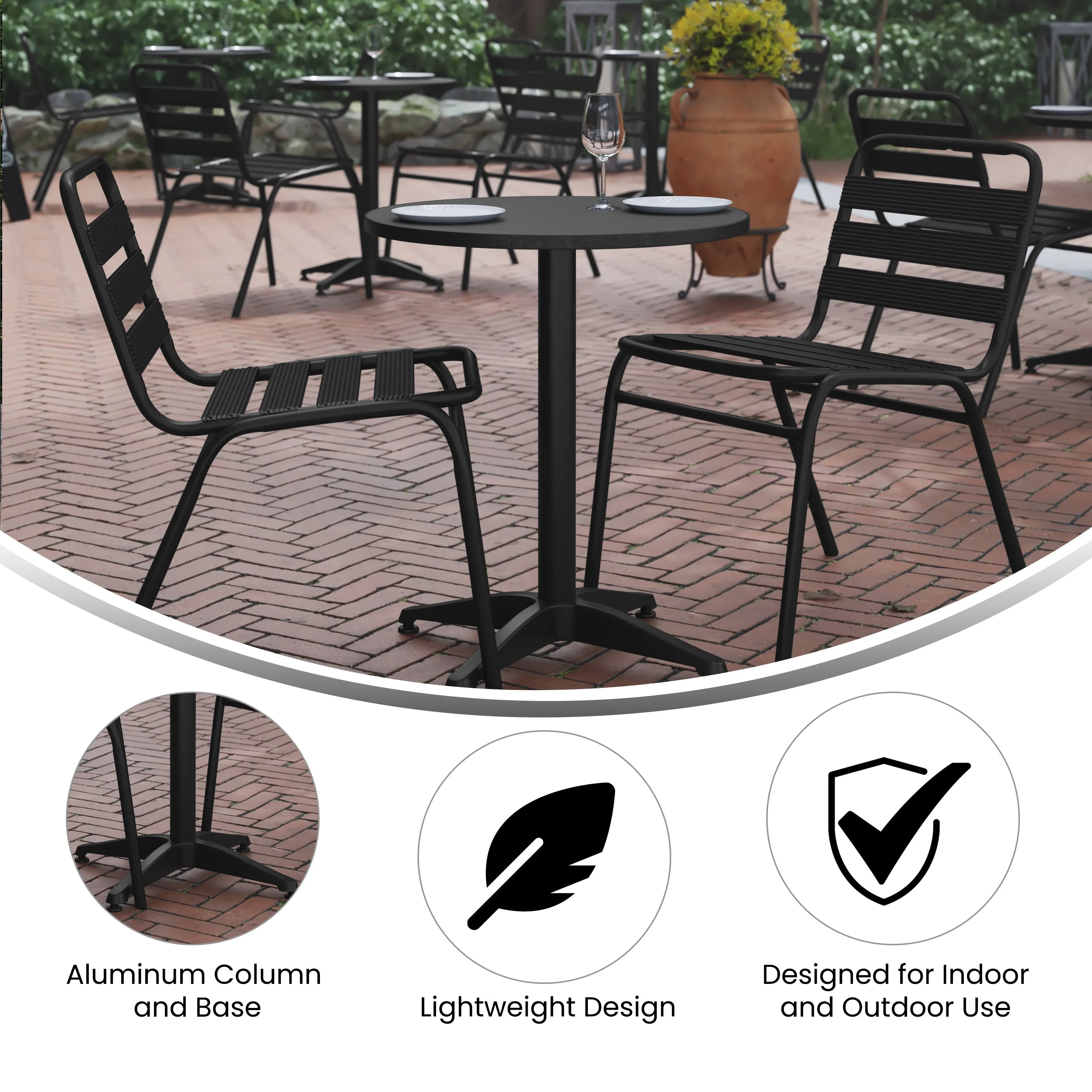 Mellie 23.5'' Round Aluminum Indoor-Outdoor Table with Base