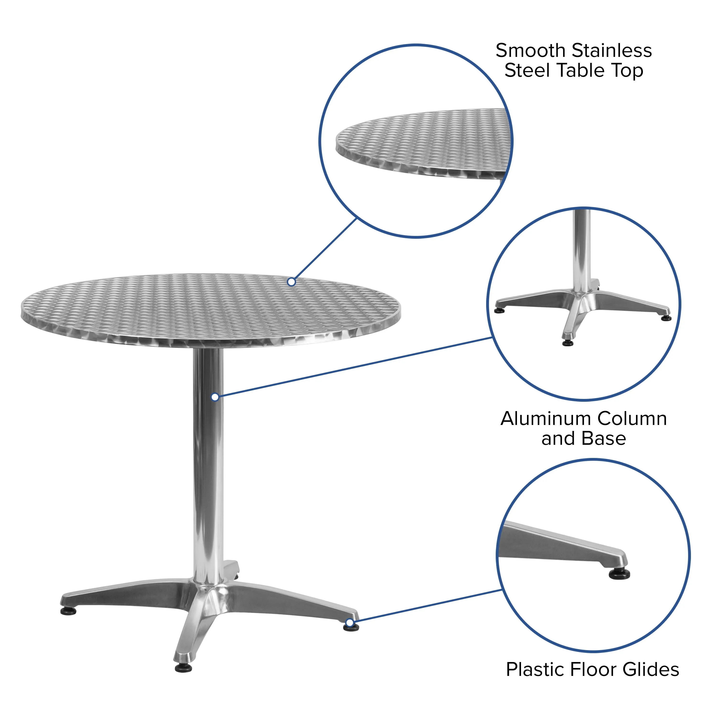 Mellie 31.5'' Round Aluminum Indoor-Outdoor Table with Base