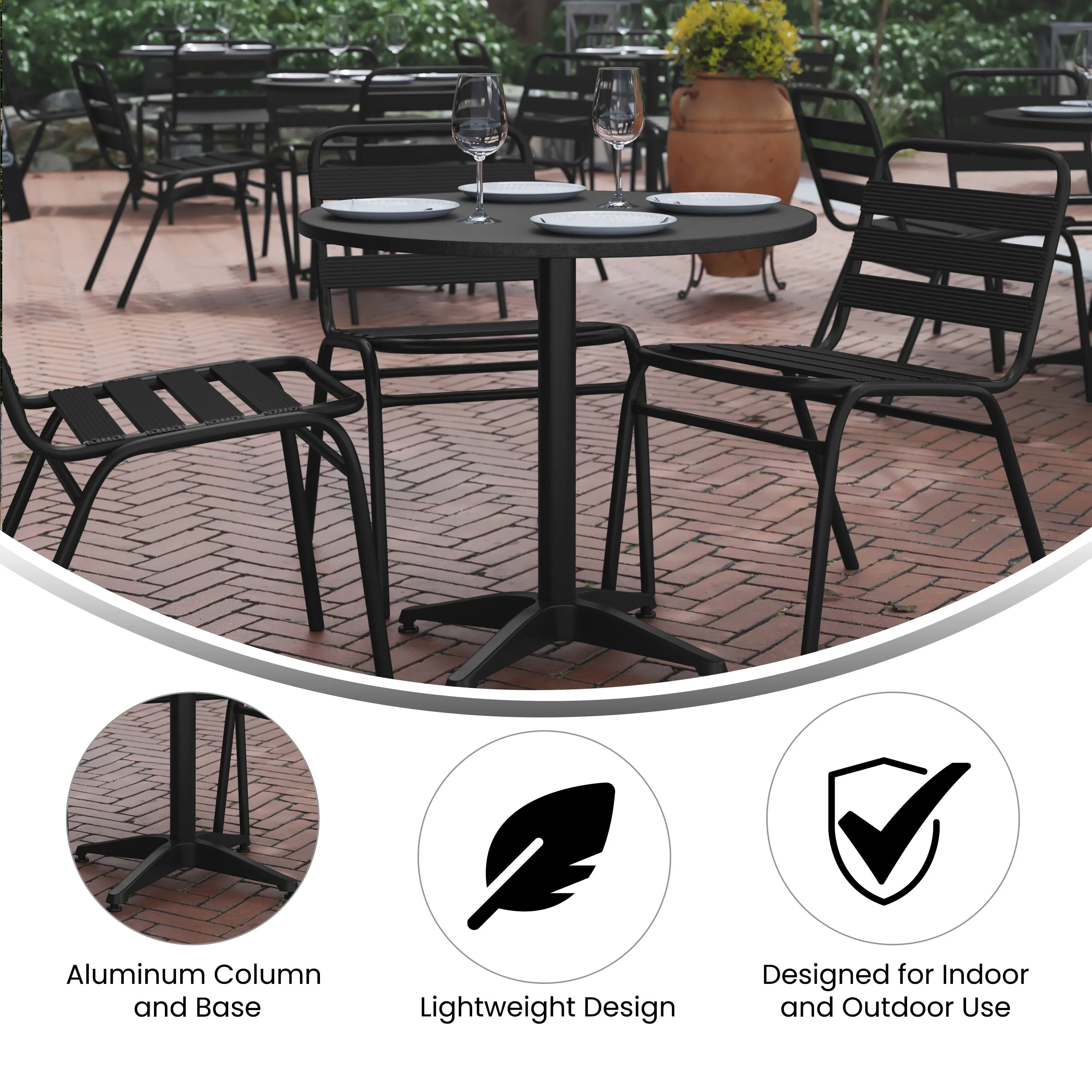 Mellie 31.5'' Round Aluminum Indoor-Outdoor Table with Base