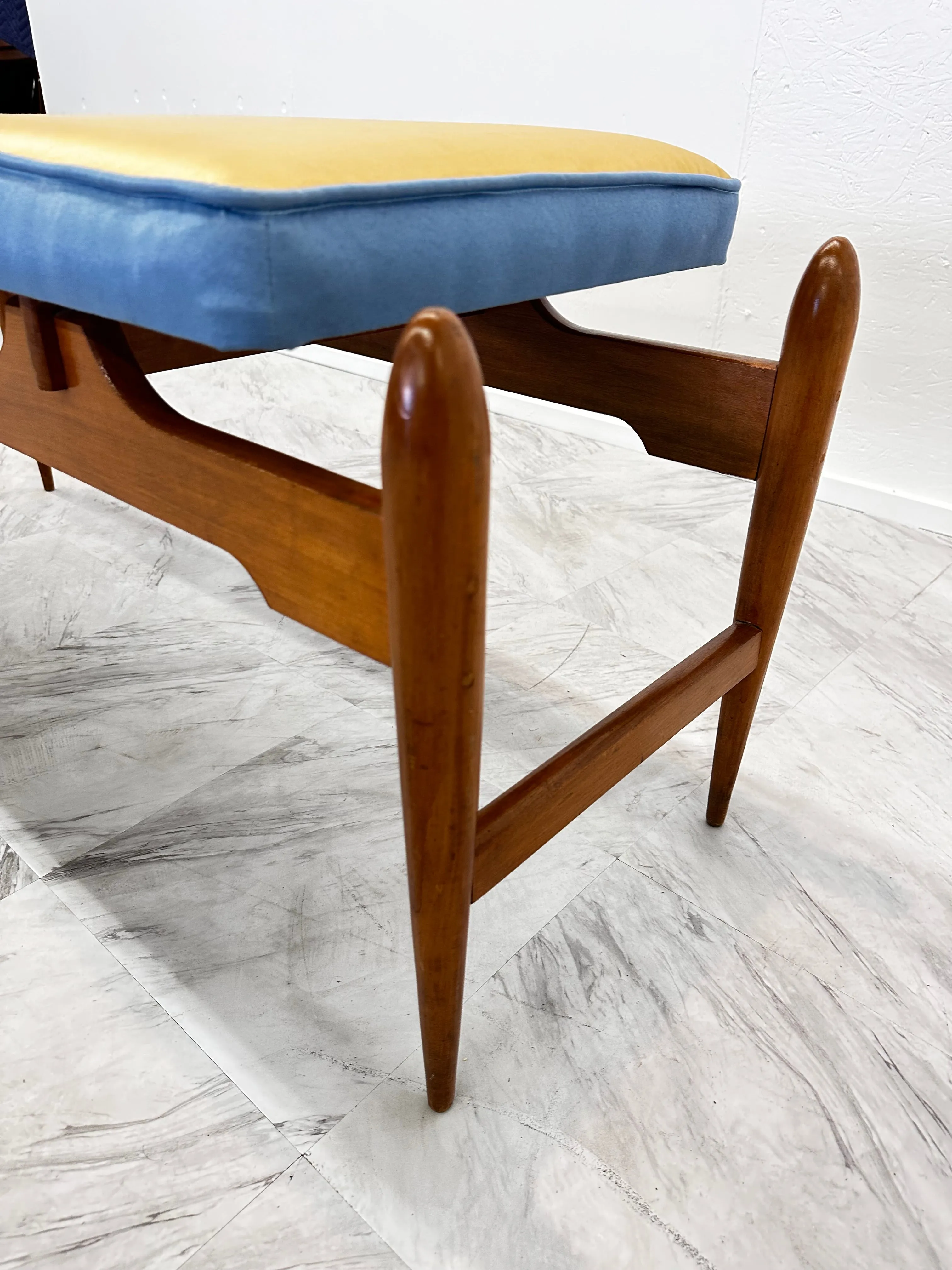 Mid Century Italian Cherry Wood Bench , Ico Parisi Style 1960