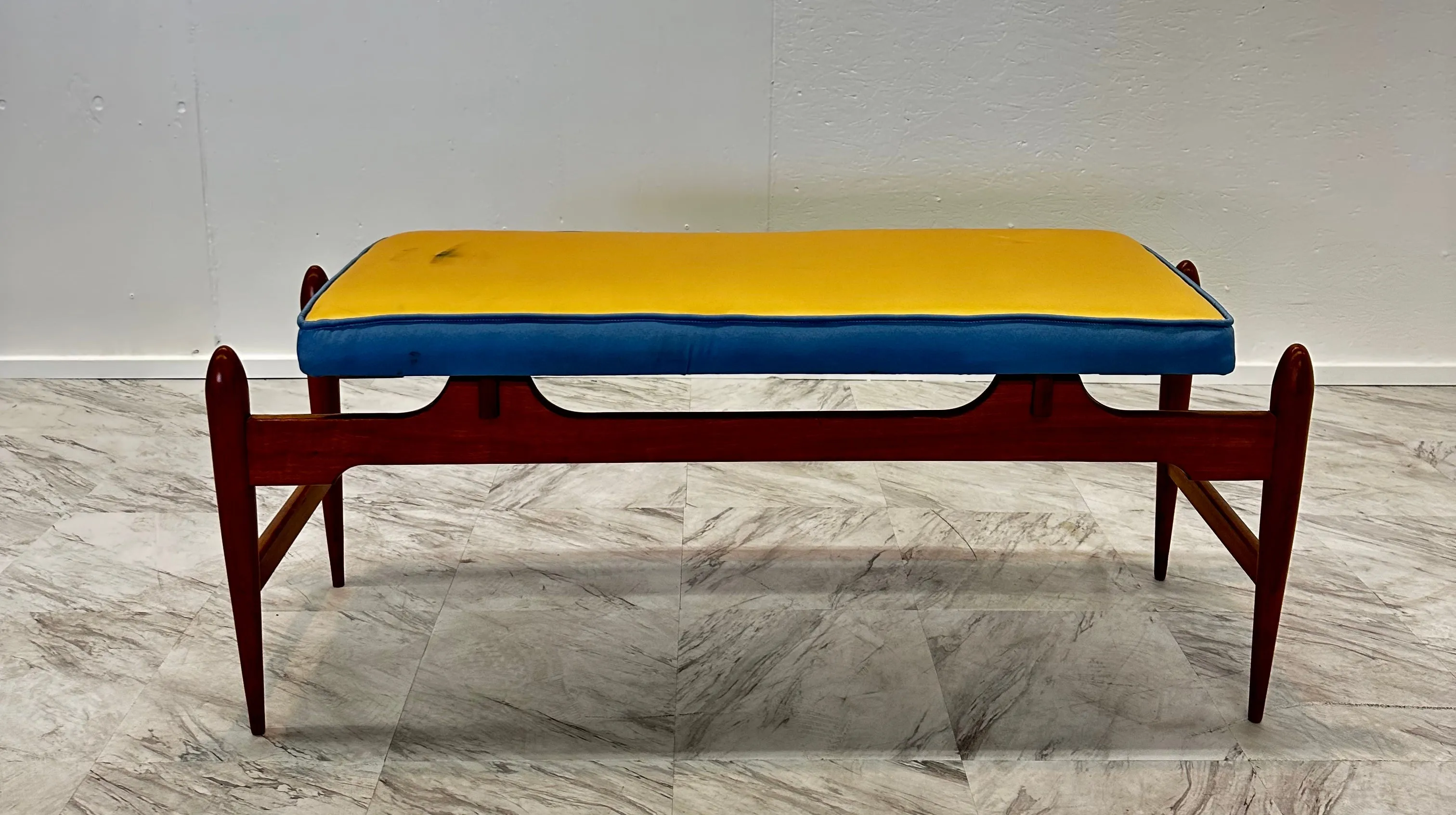 Mid Century Italian Cherry Wood Bench , Ico Parisi Style 1960