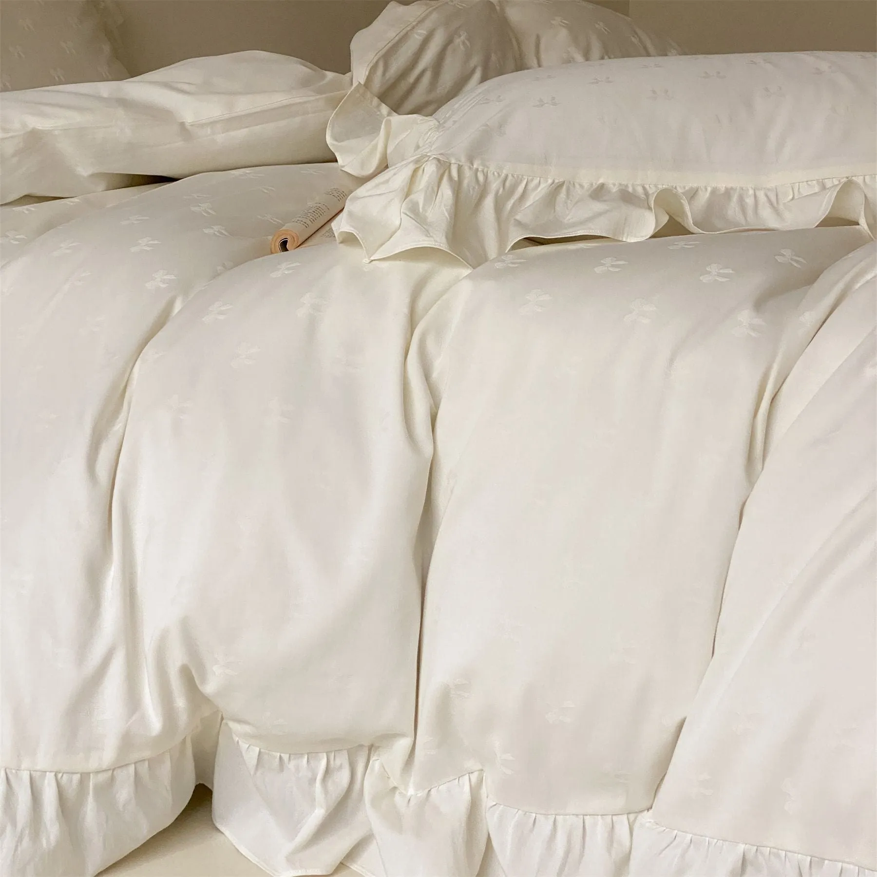 Mimi Ribbon Ruffle White Bedding Bundle