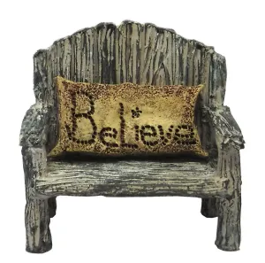 Miniature Fairy Garden - Bench w/ Believe Pillow (2-piece set)