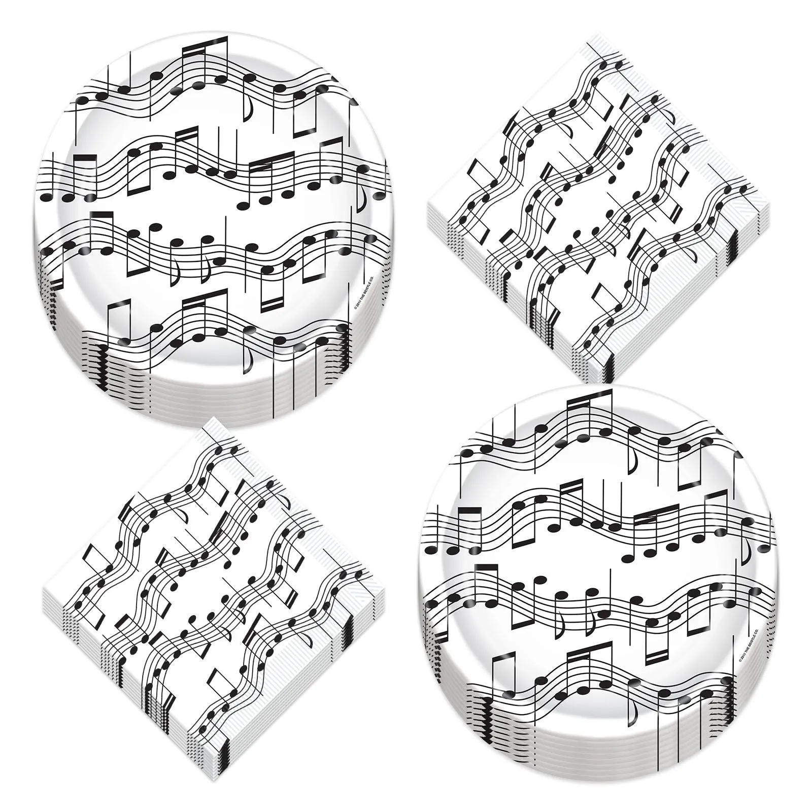 Musical Party Music Note Paper Dinner Plates and Lunch Napkins (Serves 16)