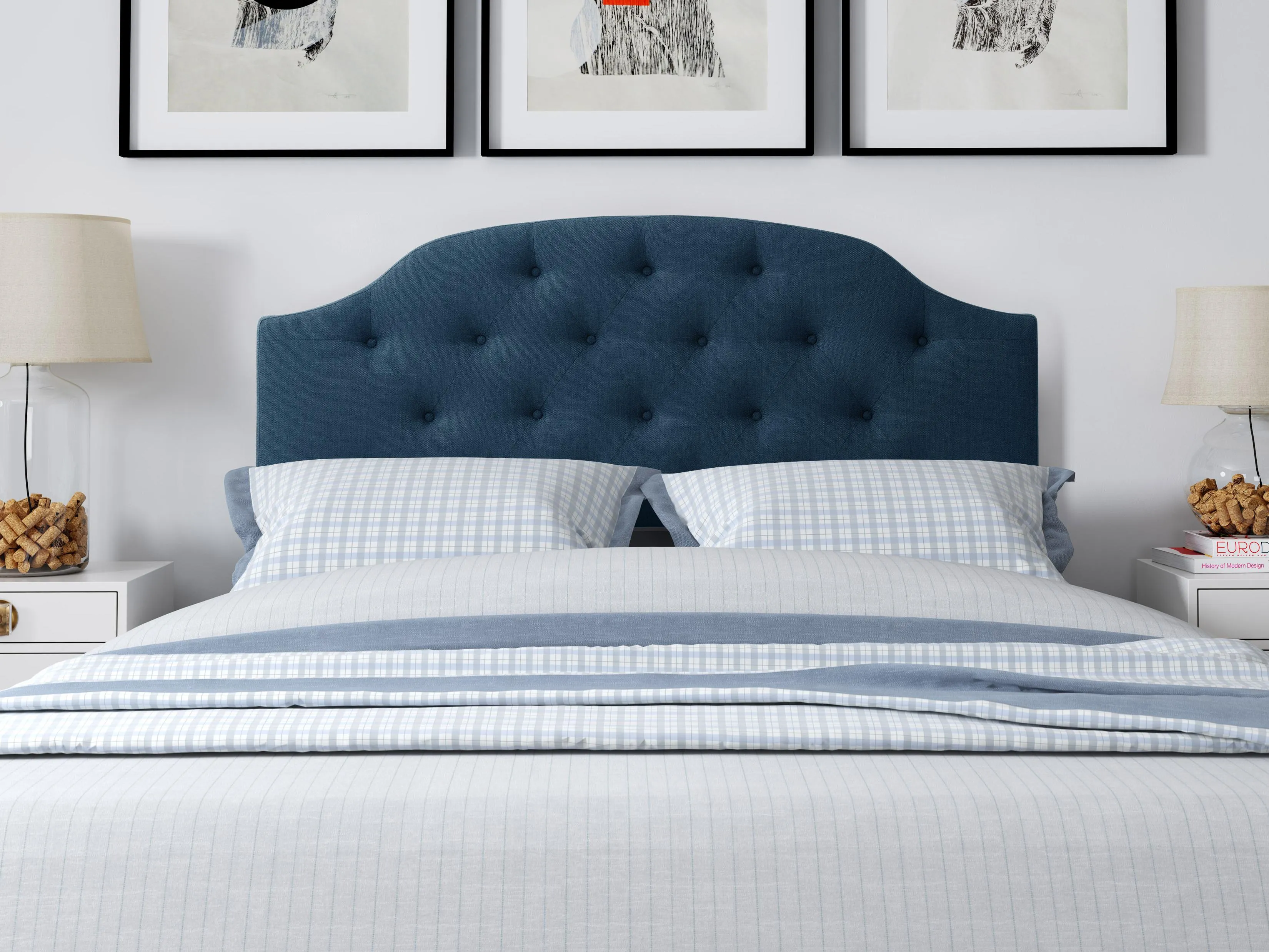 Navy Blue Diamond Tufted Full/Double Headboard