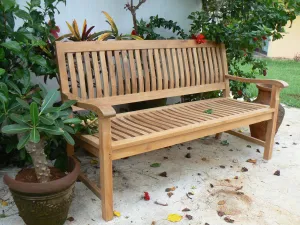 New Del-Amo 3-Seater Bench, 35 H x 60 W x 26 L, Crafted In Teak & Sanded Smooth To Natural Form, Arrives In 5 - 9 Working Days.