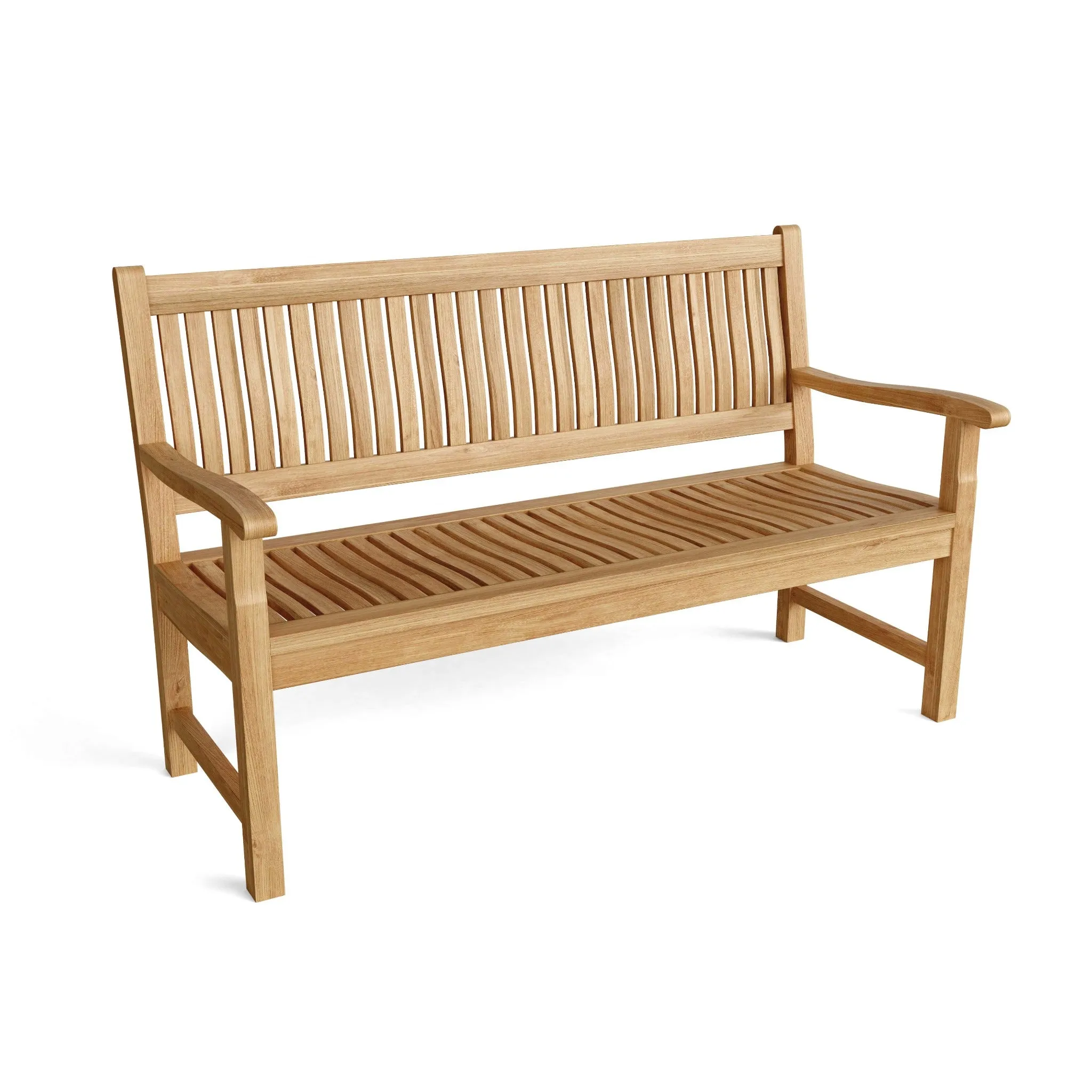 New Del-Amo 3-Seater Bench, 35 H x 60 W x 26 L, Crafted In Teak & Sanded Smooth To Natural Form, Arrives In 5 - 9 Working Days.