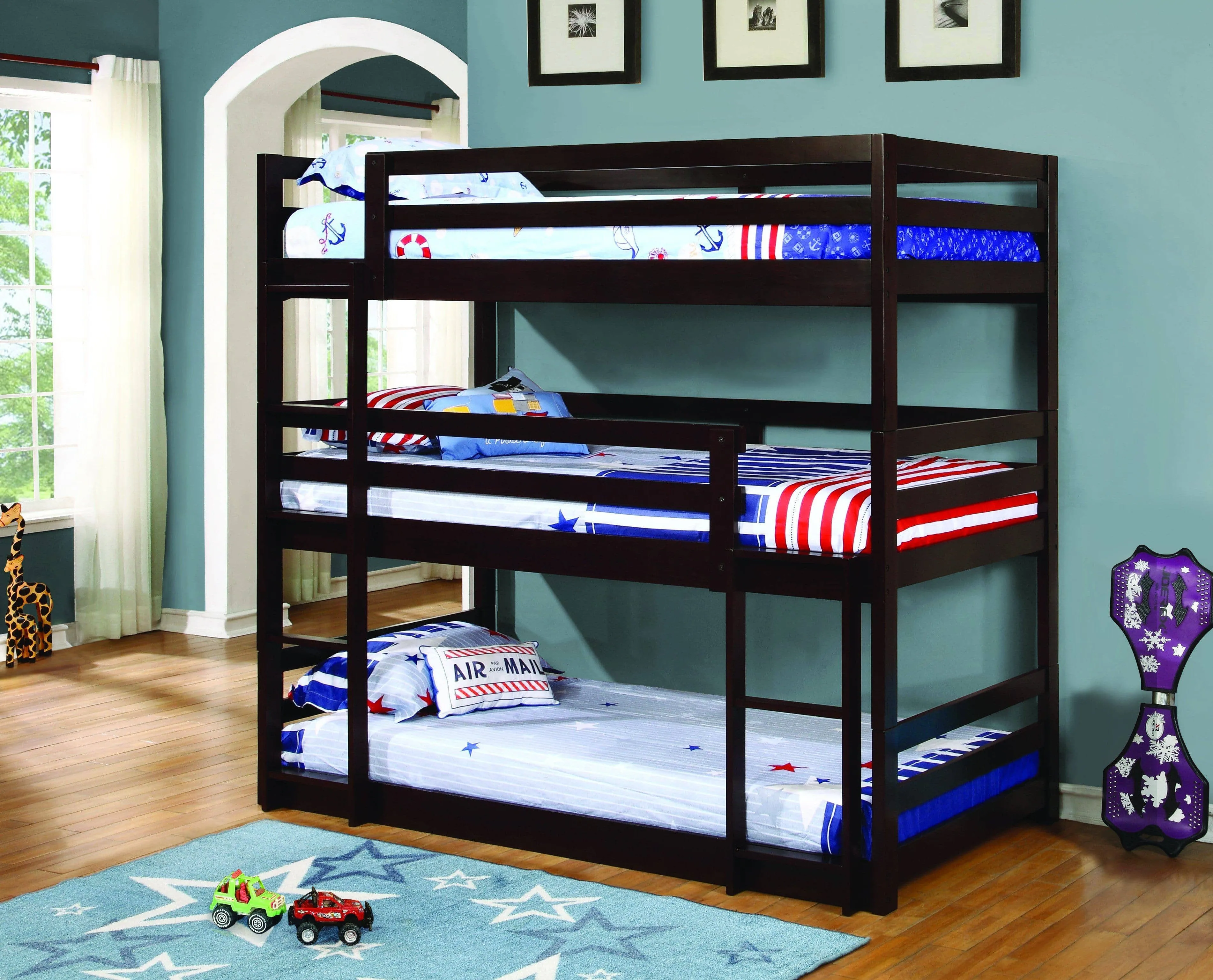 Nicholas Cappuccino Convertible Triple Bunk Bed