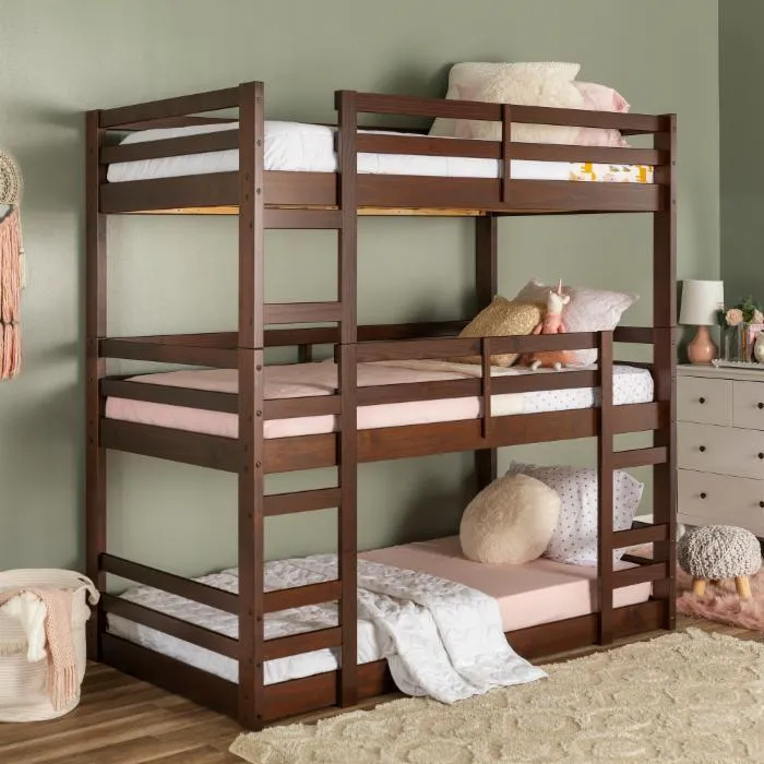 Nicholas Cappuccino Triple Twin Bunk Bed