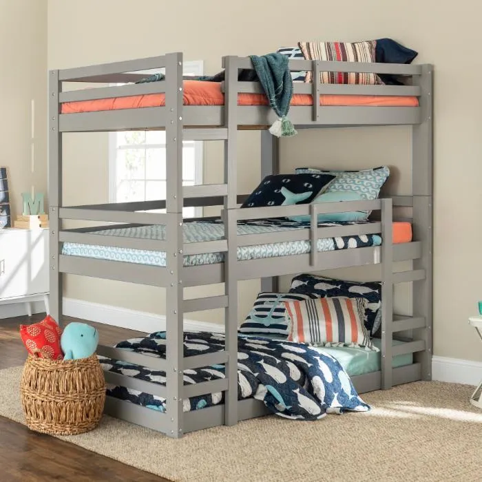 Nicholas Cappuccino Triple Twin Bunk Bed