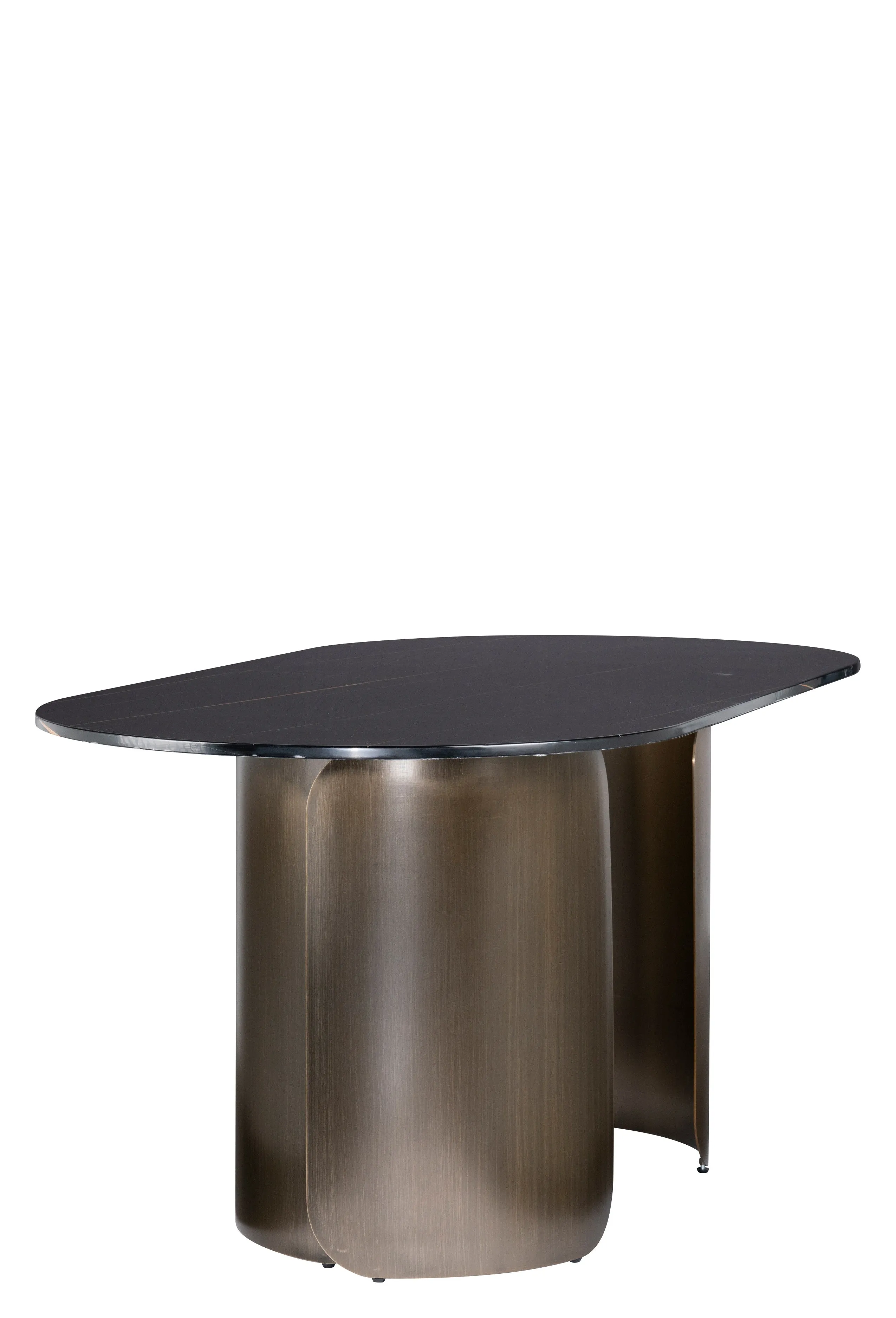 Nolan Marble Top Oval Dining Table with Bronze Base