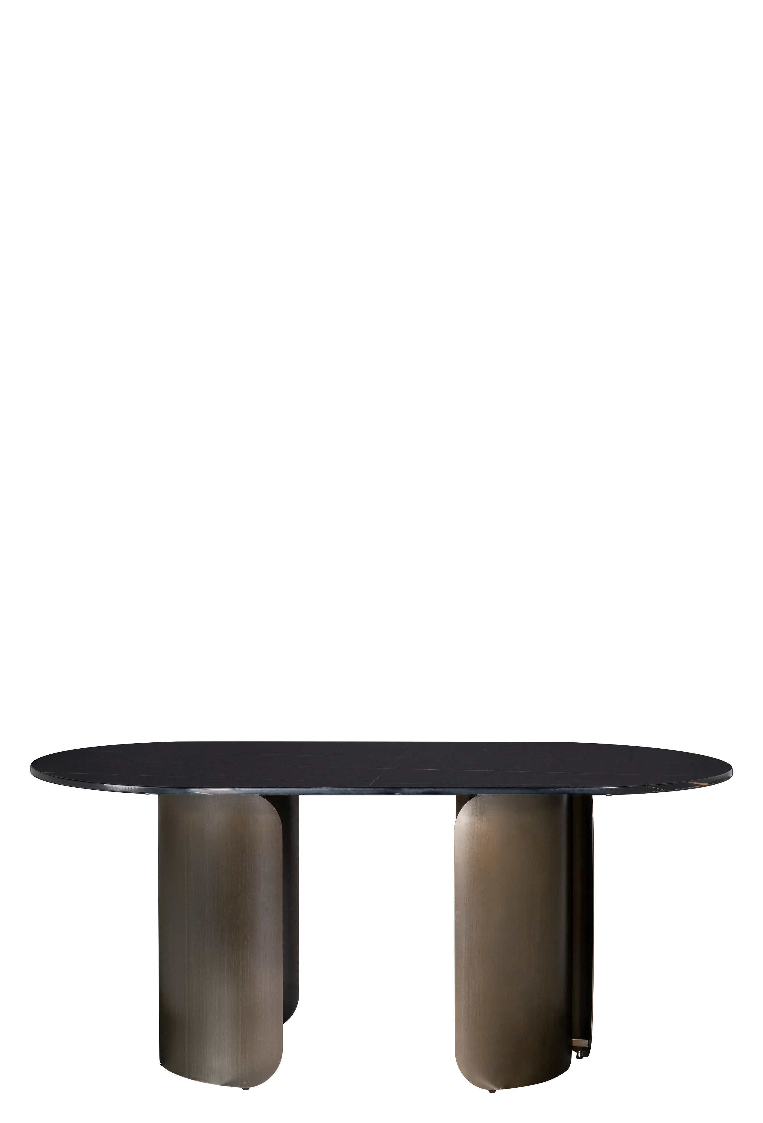 Nolan Marble Top Oval Dining Table with Bronze Base