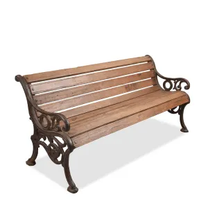 Old Indian Cast Iron Slatted Garden Bench - 19th Century