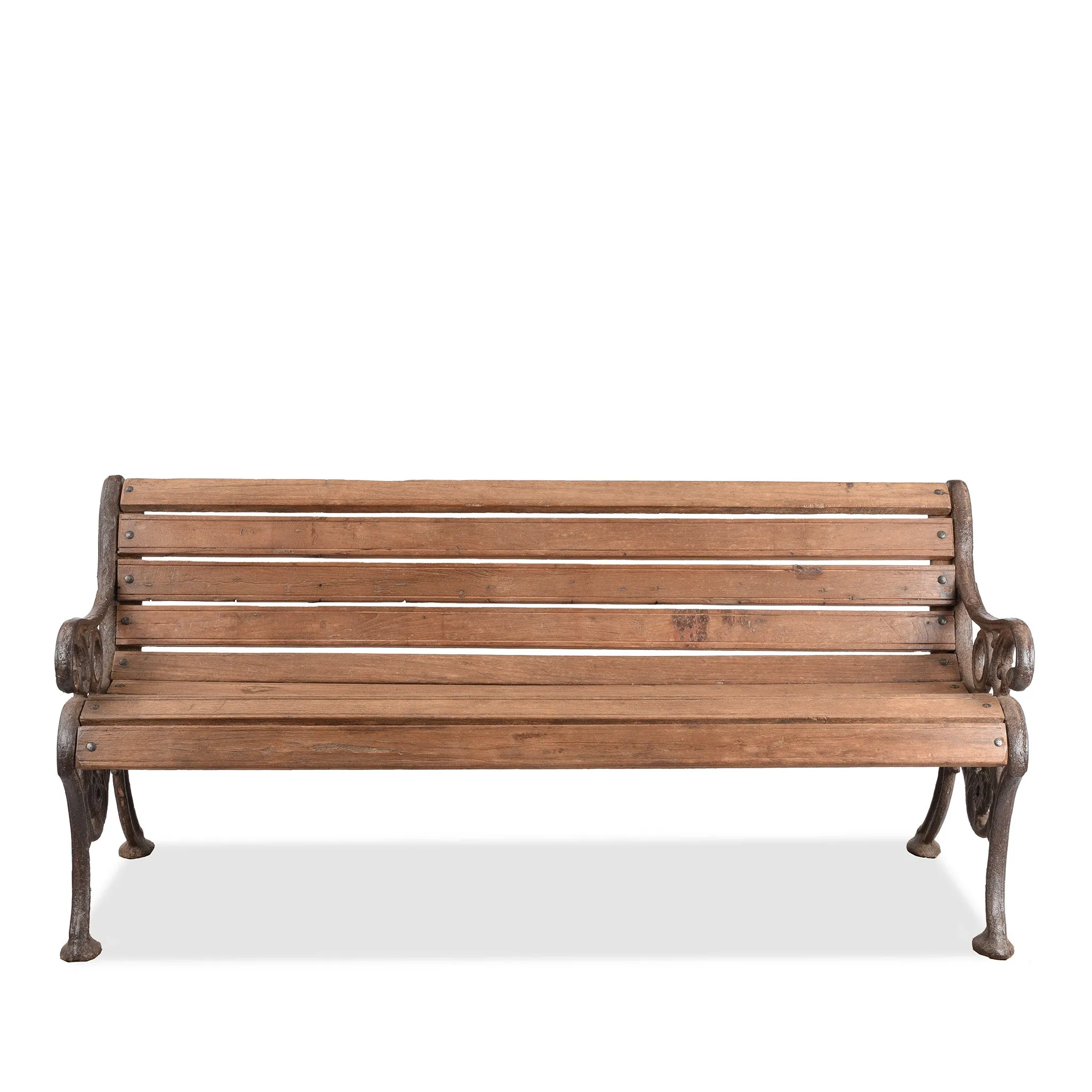 Old Indian Cast Iron Slatted Garden Bench - 19th Century