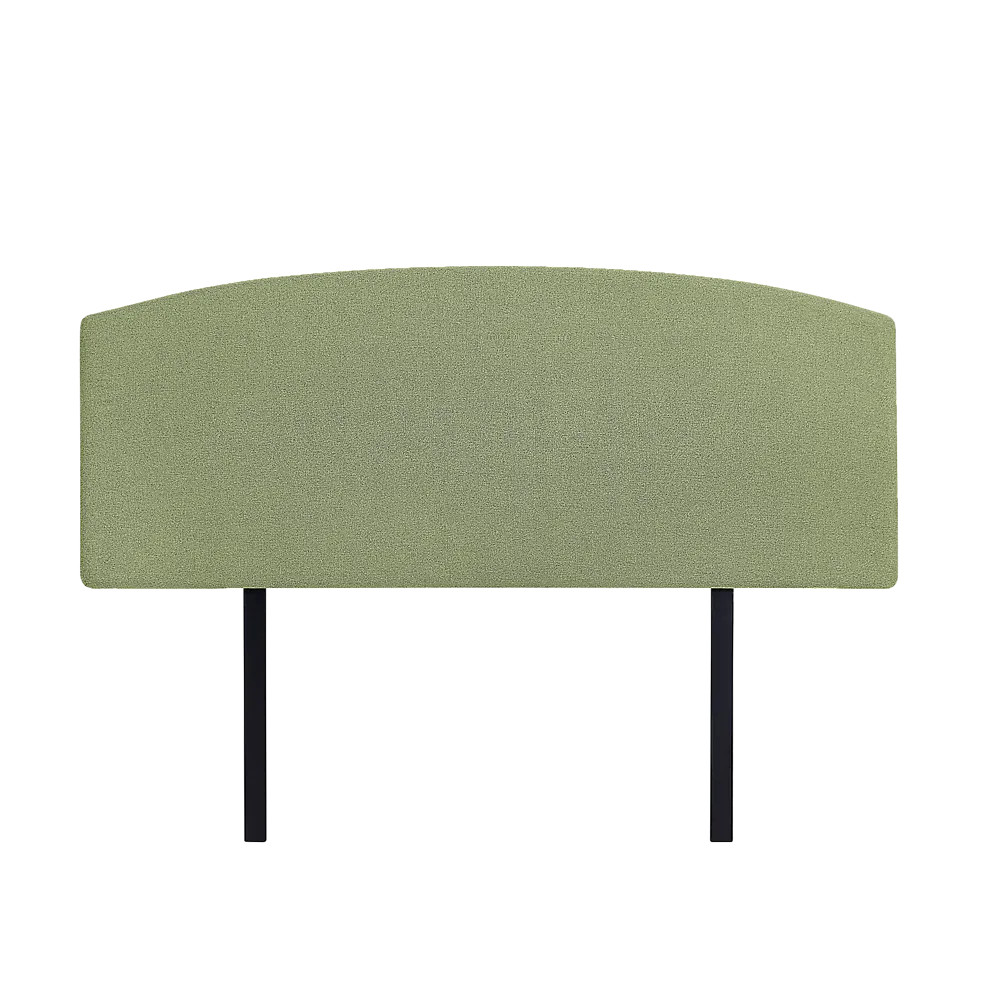 Olive Green Double Bed Curved Headboard, Custom Height, Linen Fabric