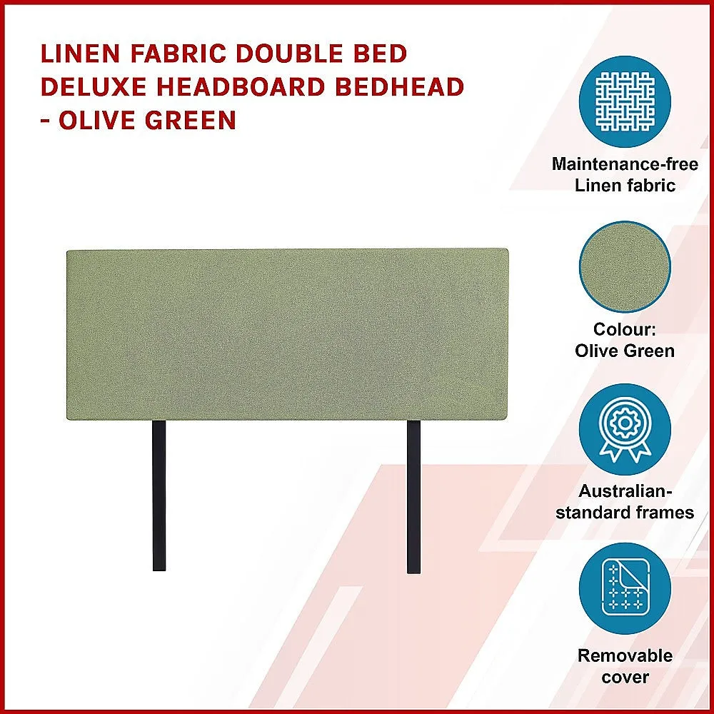 Olive Green Linen Double Bed Headboard, Adjustable Height