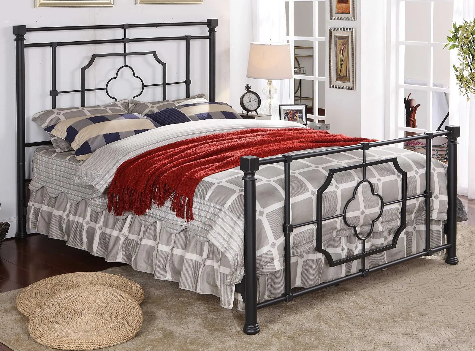 Paskay Eastern King Metal Panel Bed Matte Black