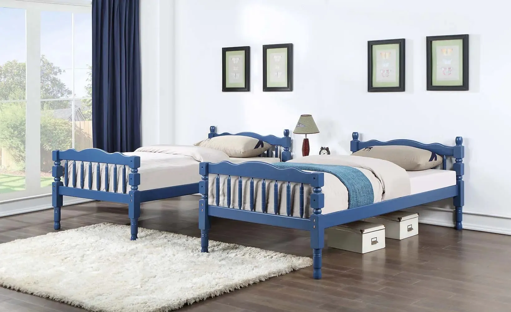 Penny Twin/Twin Bunk Bed, Dark Blue Finish