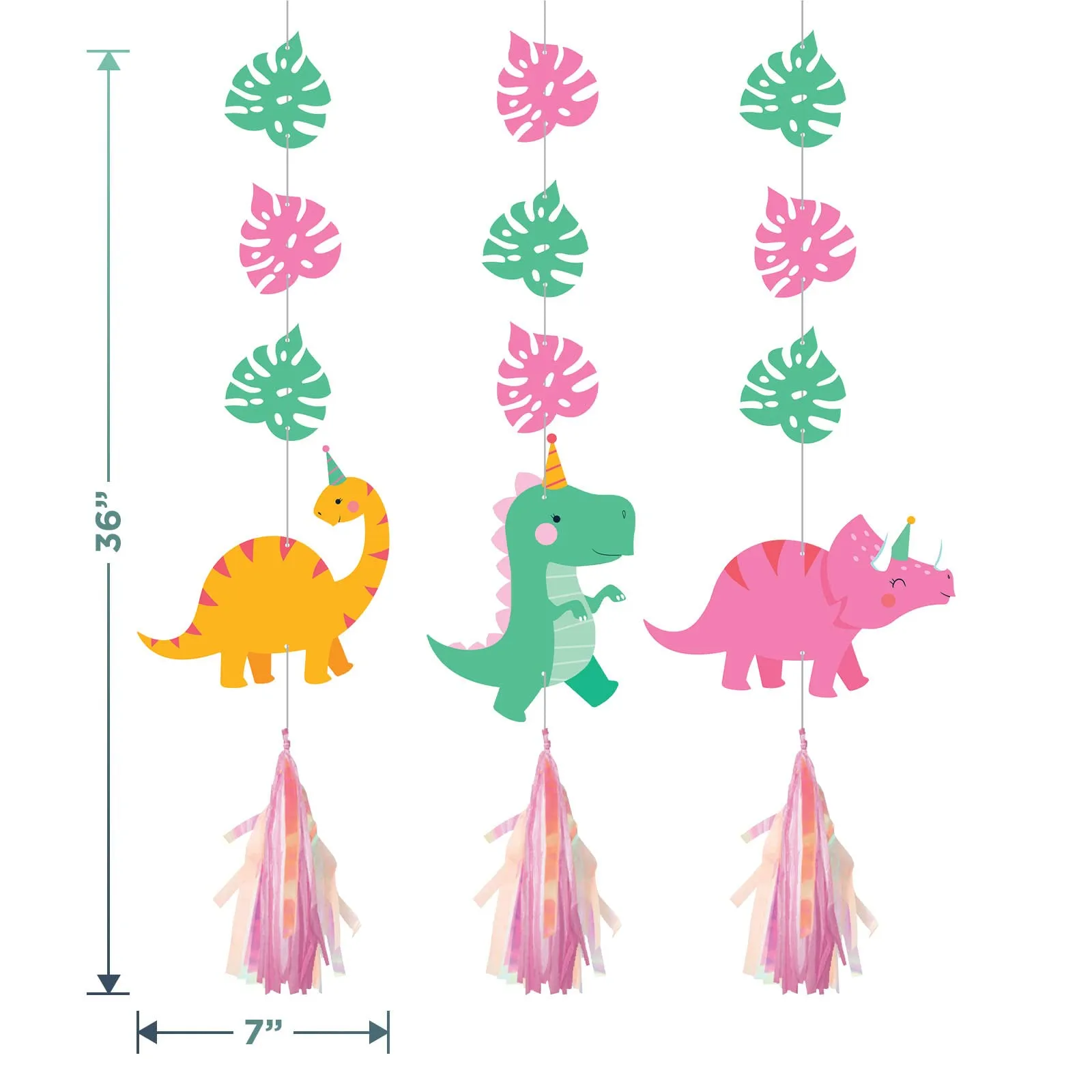 Pink Dinosaur Party Supplies - Dinner Plates, Napkins, Table Cover, Honeycomb Dino Centerpieces, Banner, and Cutouts (Serves 16)