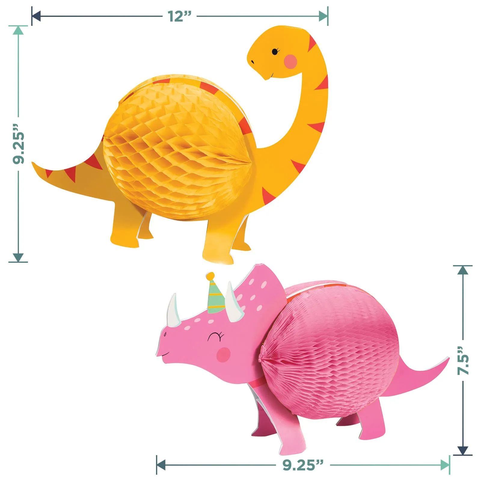 Pink Dinosaur Party Supplies - Dinner Plates, Napkins, Table Cover, Honeycomb Dino Centerpieces, Banner, and Cutouts (Serves 16)