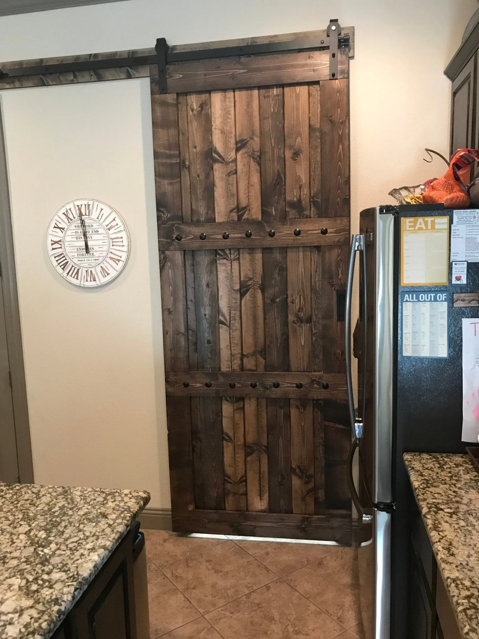 Rustic Interior Barn Sliding Door with Barn Hardware - 84x36 Paneled Style Barn Door