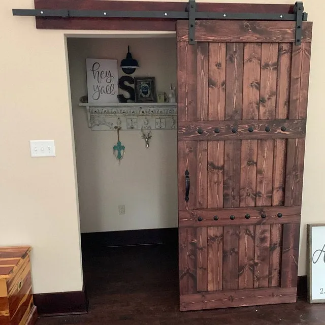 Rustic Interior Barn Sliding Door with Barn Hardware - 84x36 Paneled Style Barn Door