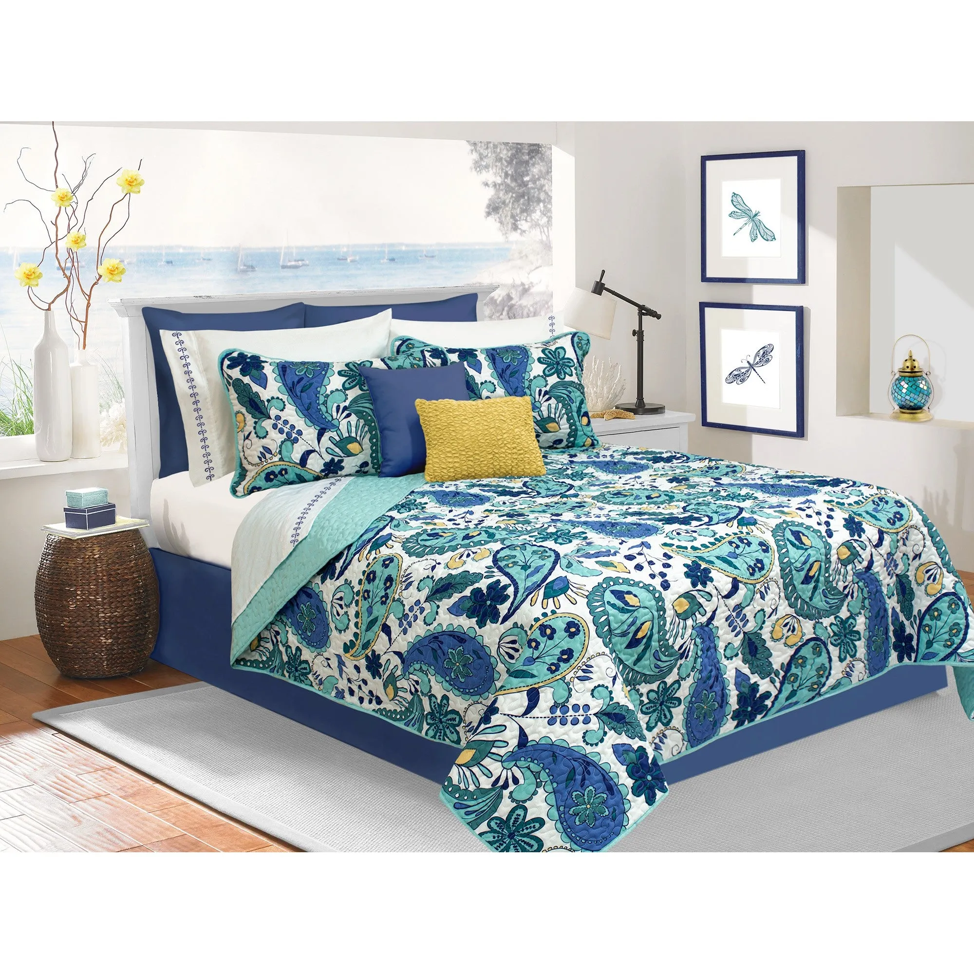 Safdie & Co. Quilt 3PC Set DQ Bliss Blue